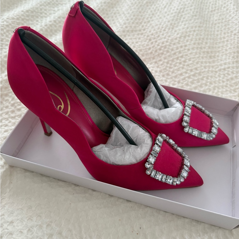 Sam Edelman Fuchsia Heels with Crystal Buckle